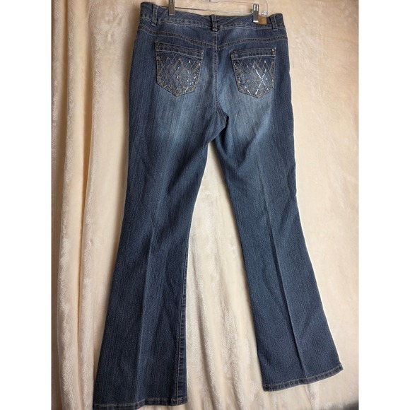 Bandolino Denim Bootcut Jeans Embellished Pockets Blue Women's Size 12 - Picture 5 of 9